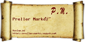 Preller Markó névjegykártya